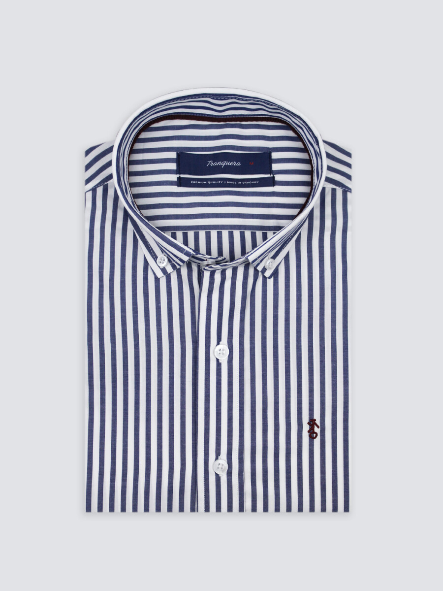 Camisa de Hombre Premium Rayada - Raya Azul Oscuro 