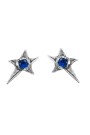 Blue Stone Studs Plata