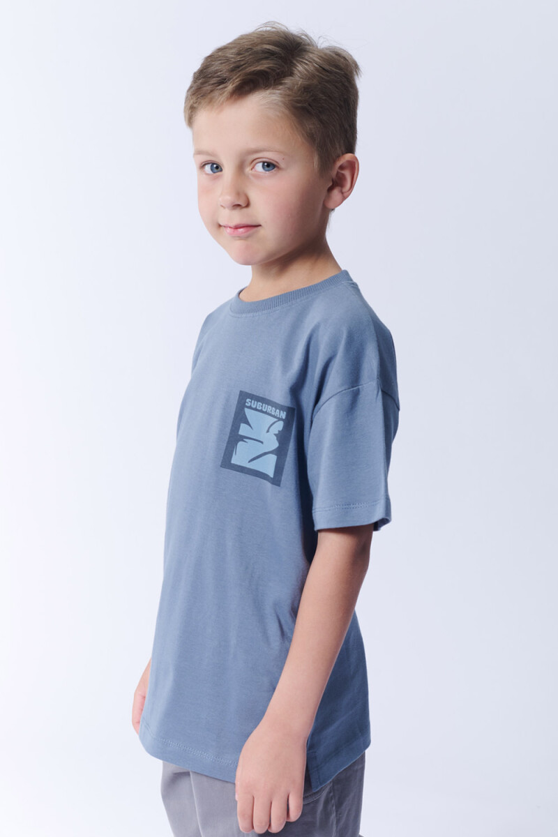 Remera Algodón Estampa Azul
