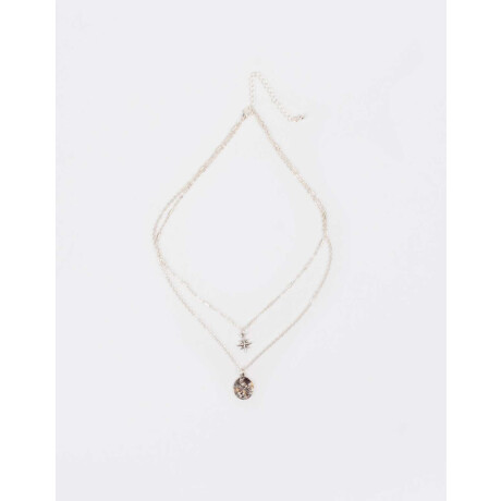 Collar Multicadena Bañado En Plata Plateado