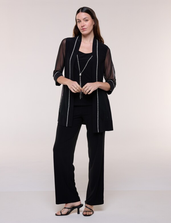 Set Chaqueta Gasa & Pantalón NEGRO