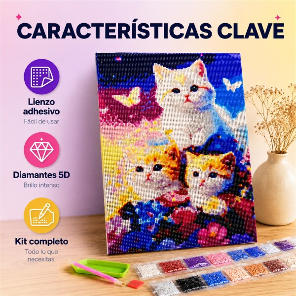 Kit de Pintura Diamante 5D Gatitos 40 x 30 cm DISENO2