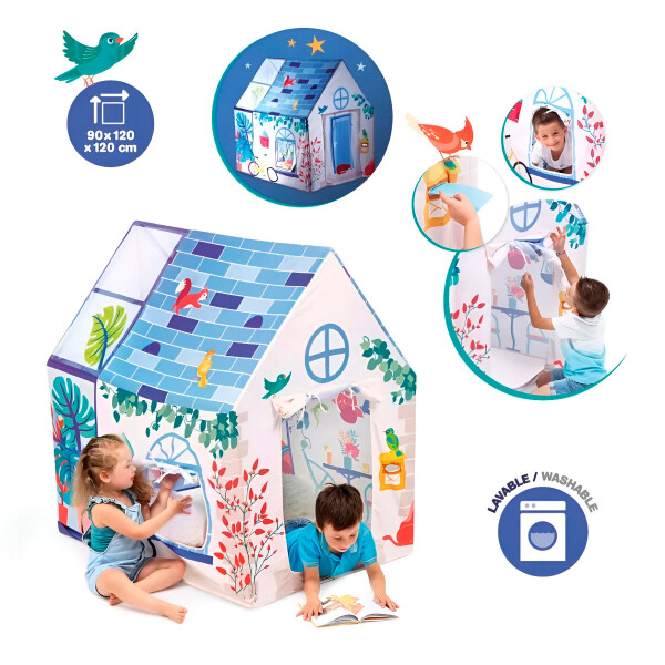 Casa Carpa Infantil C/ Ventana Puerta Plegable 90x120cm Ludi Color Blanco