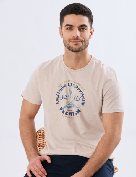 REMERA ESTAMPADA DE ALGODÓN Beige