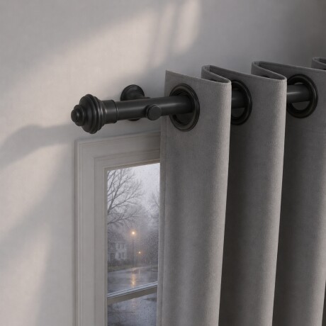 Barrote cortina metal Eurometal 2,0m + 2 soportes NEGRO