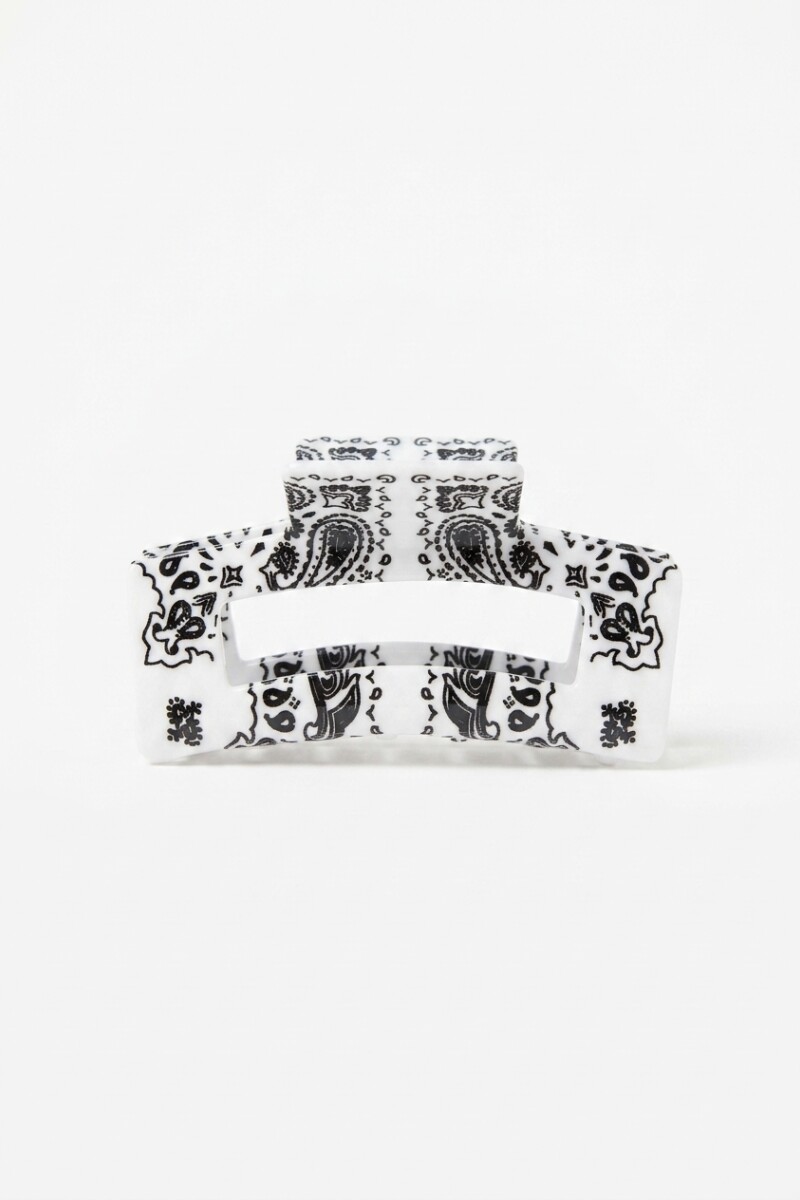 Broche cuadrado paisley blanco
