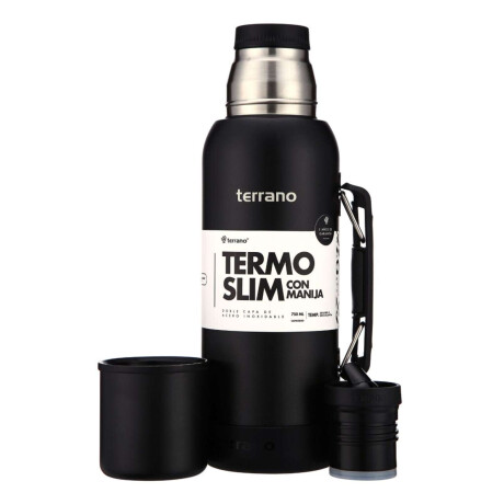 Termo Slim 750Ml. Con Base Silicona Negro Opaco