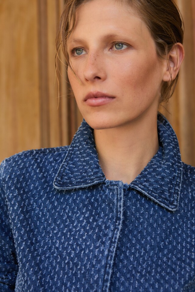 Chaqueta de jean texturada jean medio