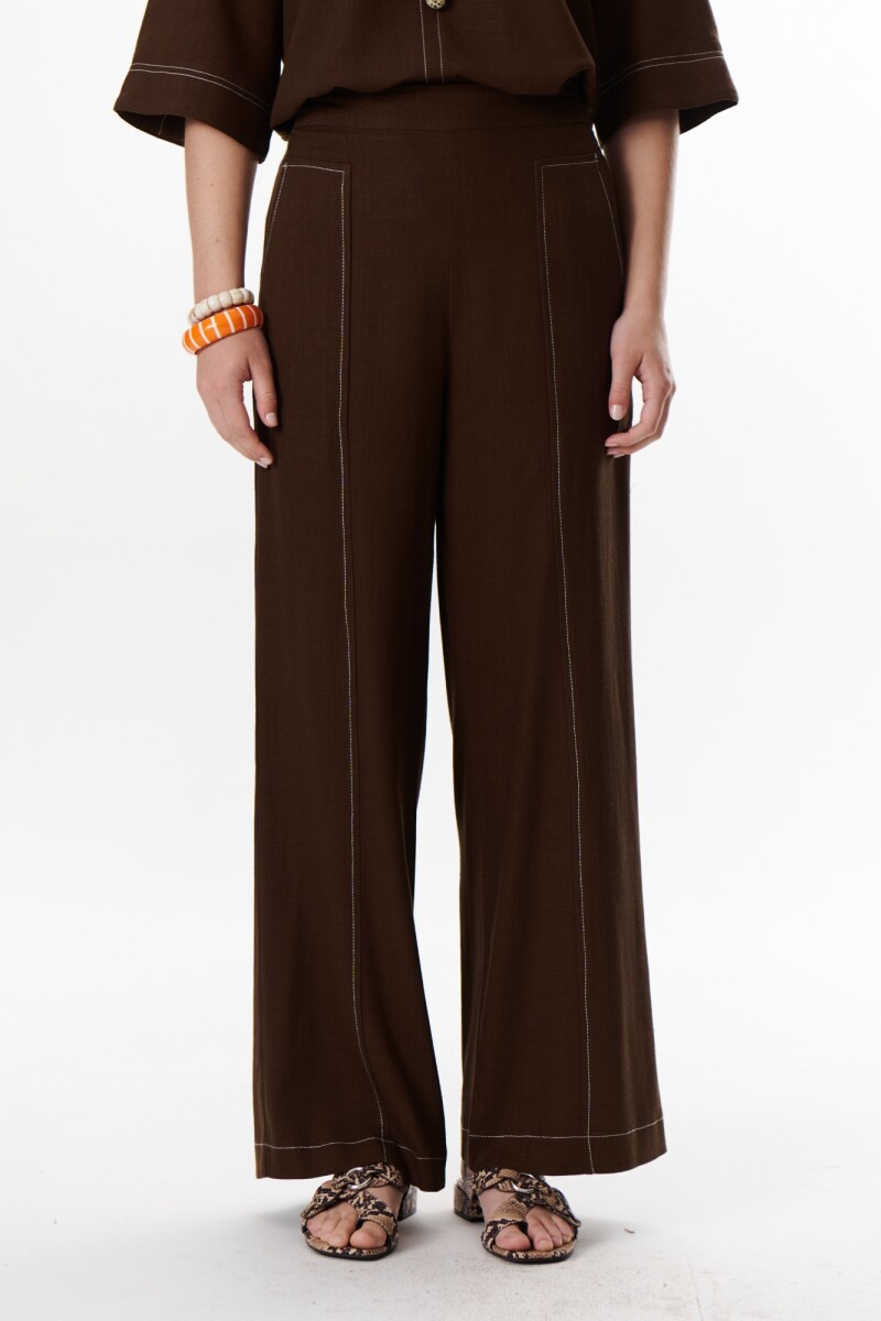 PANTALON LINO POCKET MARRON
