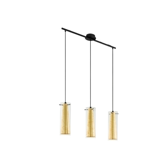 Lámpara colgante triple acero/vidrio PINTO GOLD EG3062