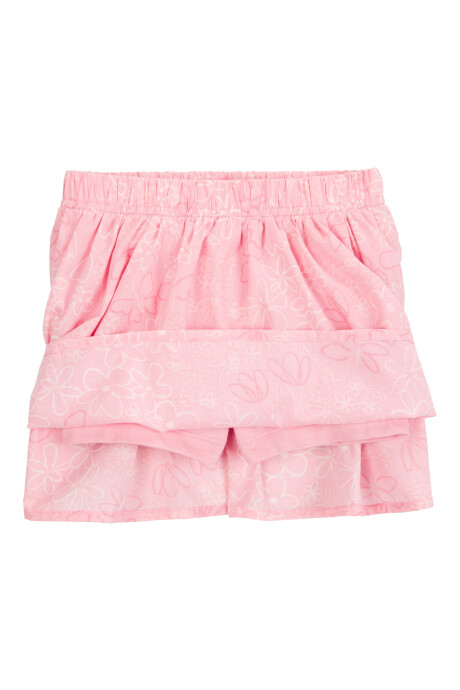 Set dos piezas, short pollera de algodón y blusa de jersey arrugado, rosado Sin color