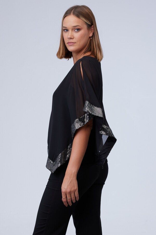 Blusa Gasa Lentejuelas NEGRO