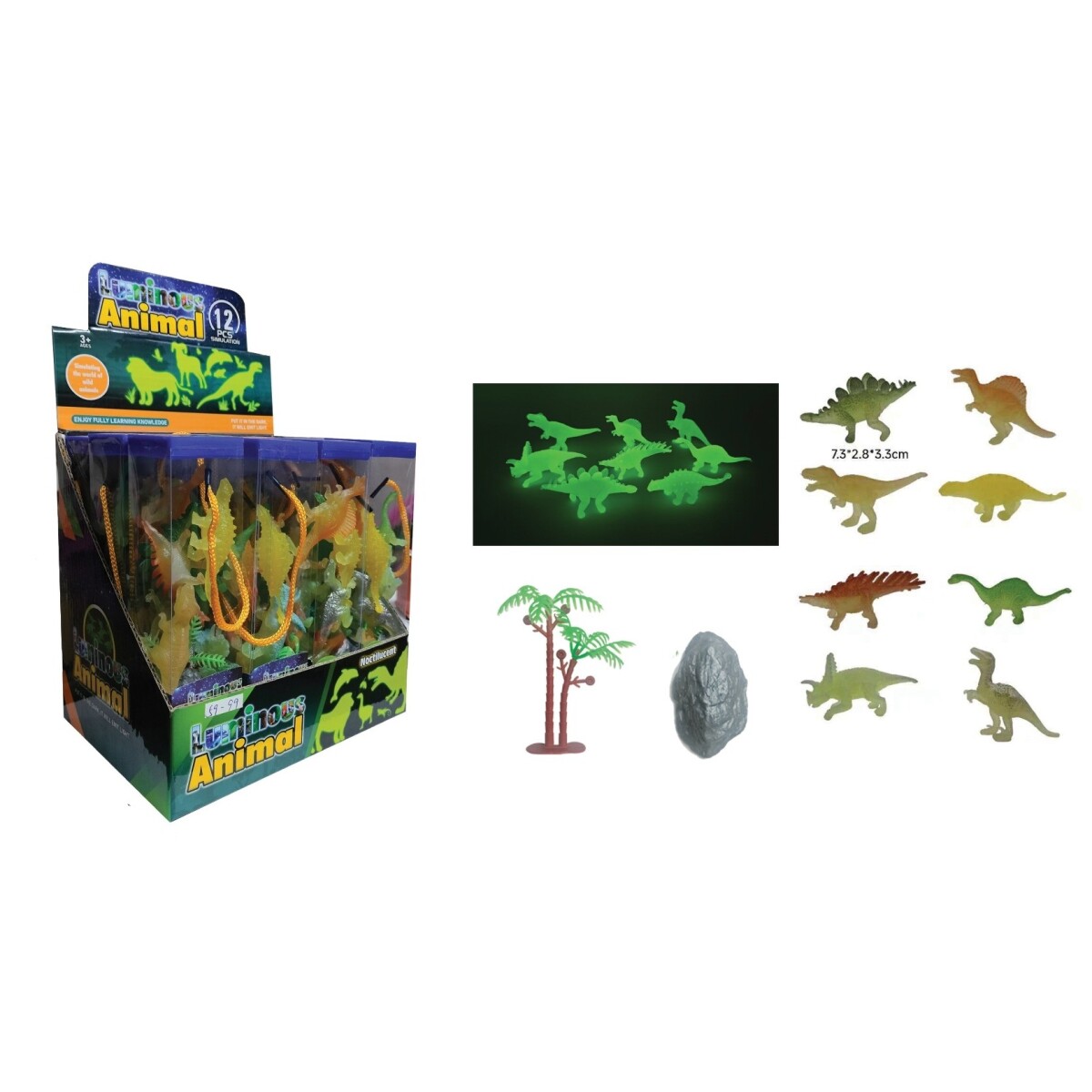 Pack X 12 Tubos de 8 Dinosaurios Luminiscentes 