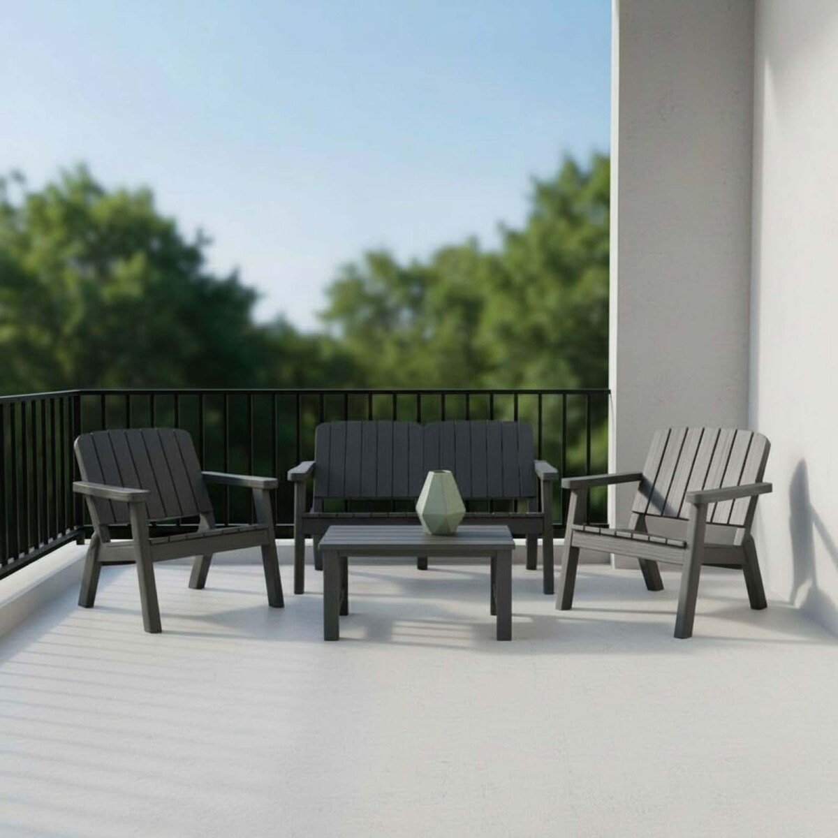 SET DE LIVING EXTERIOR - POLIPROPILENO GRIS MALAGA 