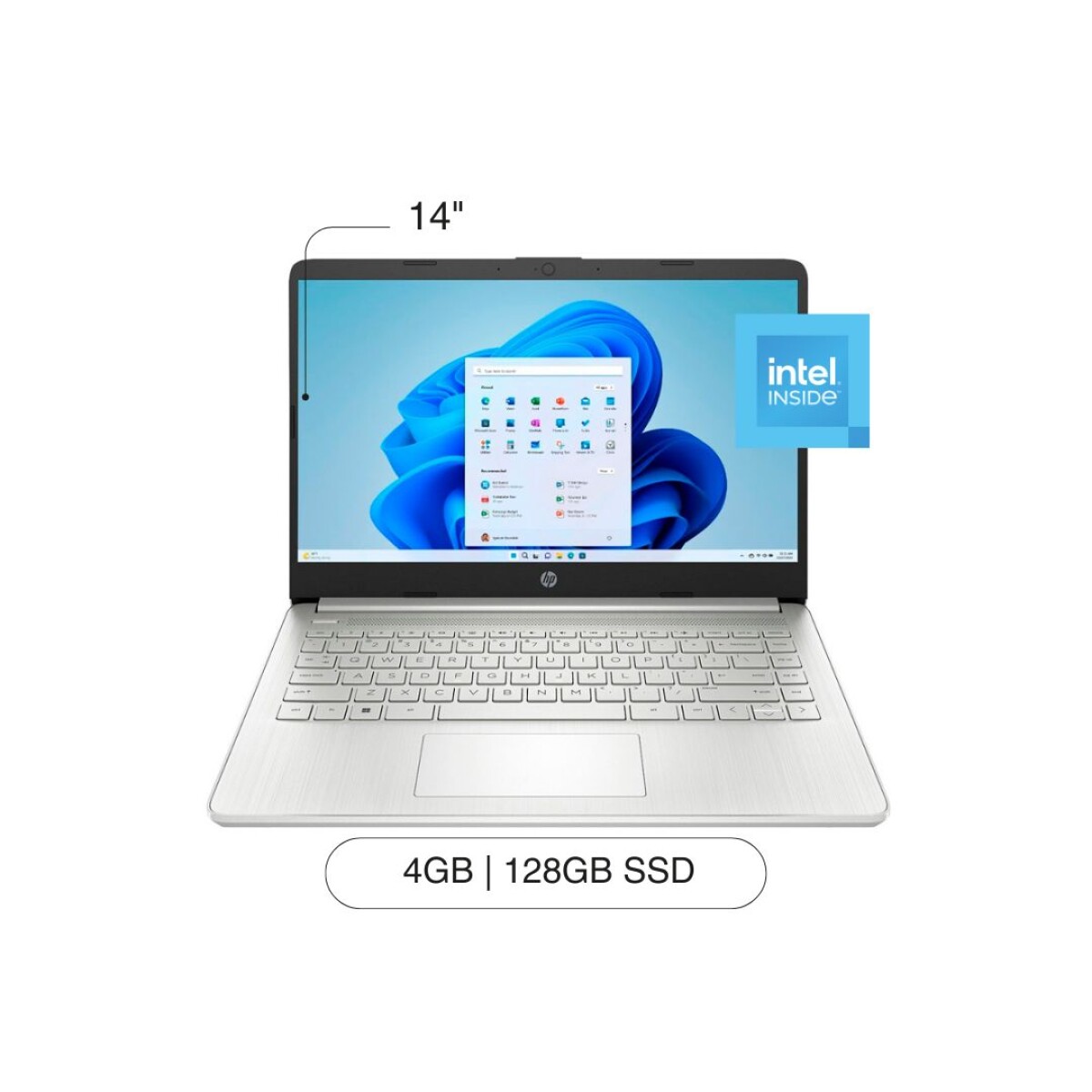 Notebook HP 14-DQ6011DX 14' HD 128GB /4GB RAM Intel N150 W11 - Silver 