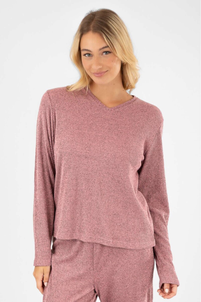 Remera rib fino rosado - Rosa antique 