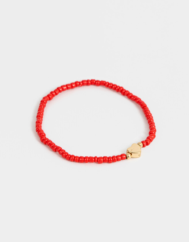 Pulseras Elásticas Con mostacillas Pulsera Elástica Corazón - Dorado