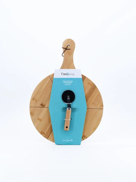 TABLA DE PIZZA CON CUCHILLO MADERA