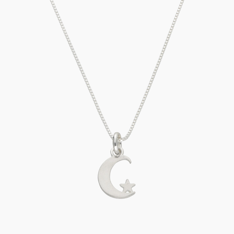 Cadena con dije de luna en plata 925 Cadena Con Dije De Luna En Plata 925
