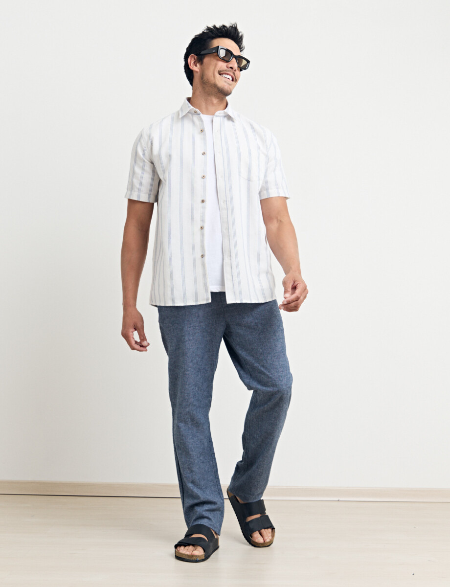 012630 CAMISA HARRINGTON LABEL Natural/celeste