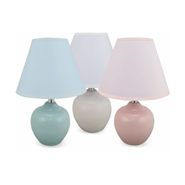 Set x2 Lampara Mesa Luz Escritorio Ceramica Lectura Portatil Variante Color Celeste