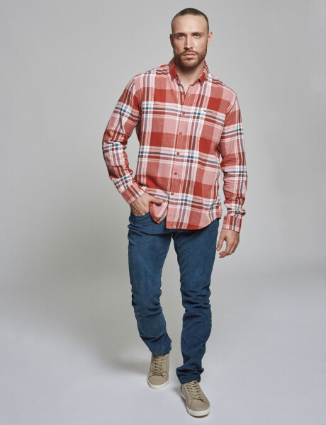 Camisa m/l franela terracota