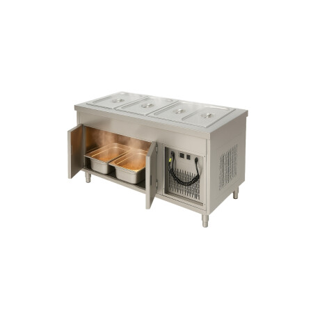 Mesa Buffet Caliente Interior Calefaccionado de Acero Inoxidable 150 x 70 x 85 cm 4 GN 1/1 Mesa Buffet Caliente Interior Calefaccionado de Acero Inoxidable 150 x 70 x 85 cm 4 GN 1/1