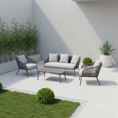 BAYAHIBE (1+2+1) ALUMINIO GRIS SET DE LIVING