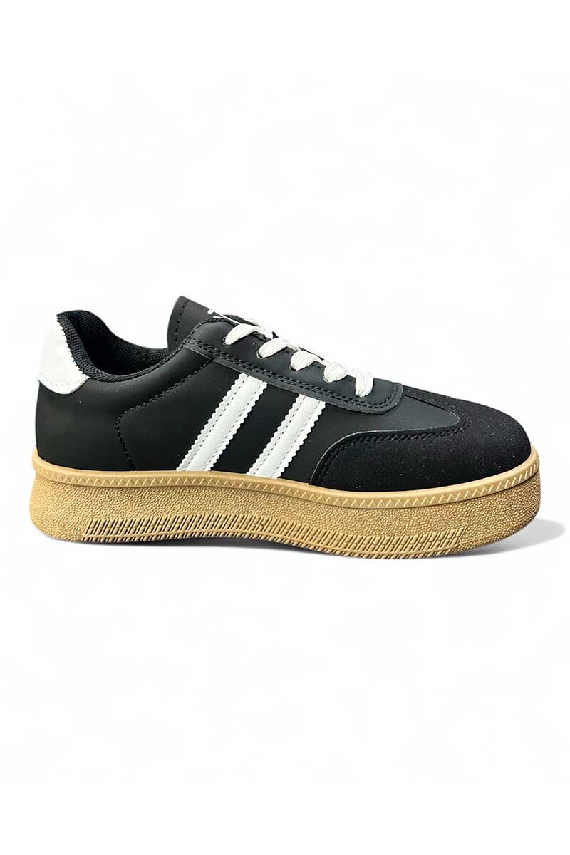 CALZADO DEPORTIVO DOS RAYAS PLATAFORMA Negro