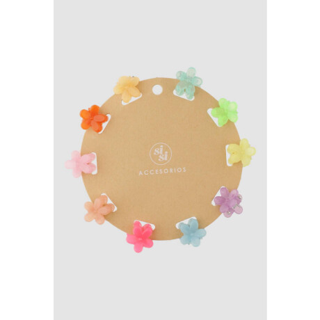 Set de 10 broches de pleo mini flor Variante unica