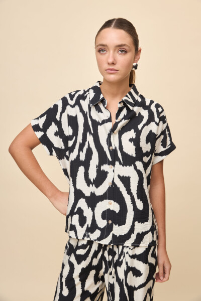 CAMISA ELVINA PRINTED Negro/Blanco