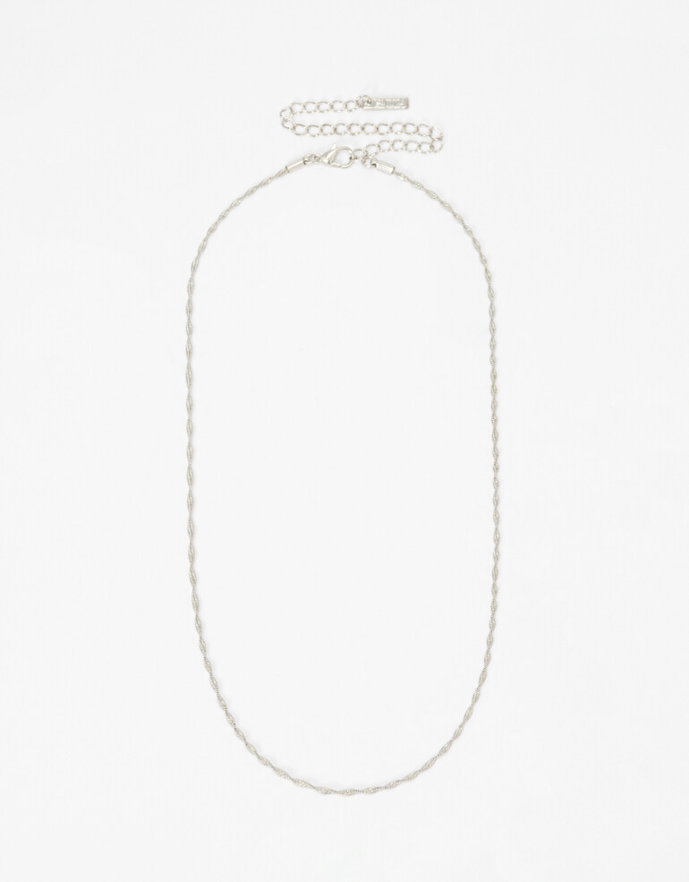 Collares Cortos Metal Collar Corto Delicado Orgánico - Plateado Rodio