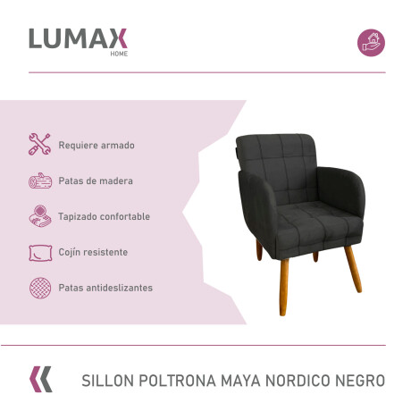 Pack x2 Sillón poltrona 1 cuerpo Lumax Maya nórdico de tela Negro