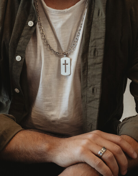 Cadena Corta con Dije Metal Collar De Acero Men´s Collection - Plateado