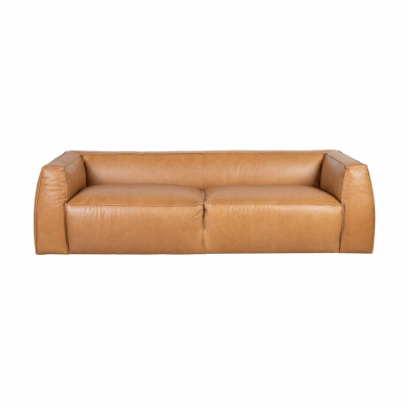 SOFÁ 3 CUERPOS CUERO MARRON TUFA CAMEL