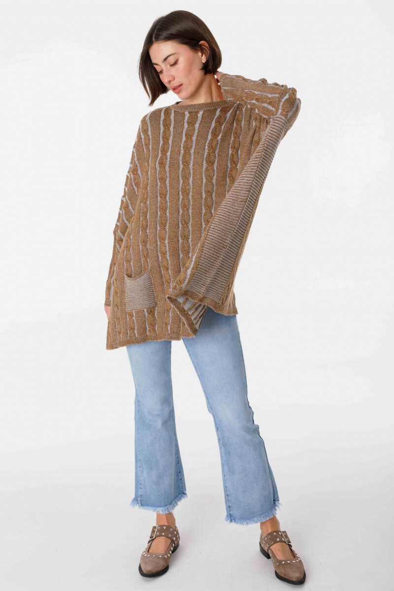 Sweater Oceano Celeste/Camel