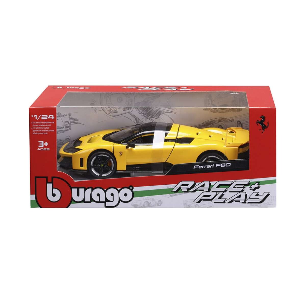 Bburago Ferrari Italia Escala 1:24 Auto de Colección - F80 Giallo Modena 