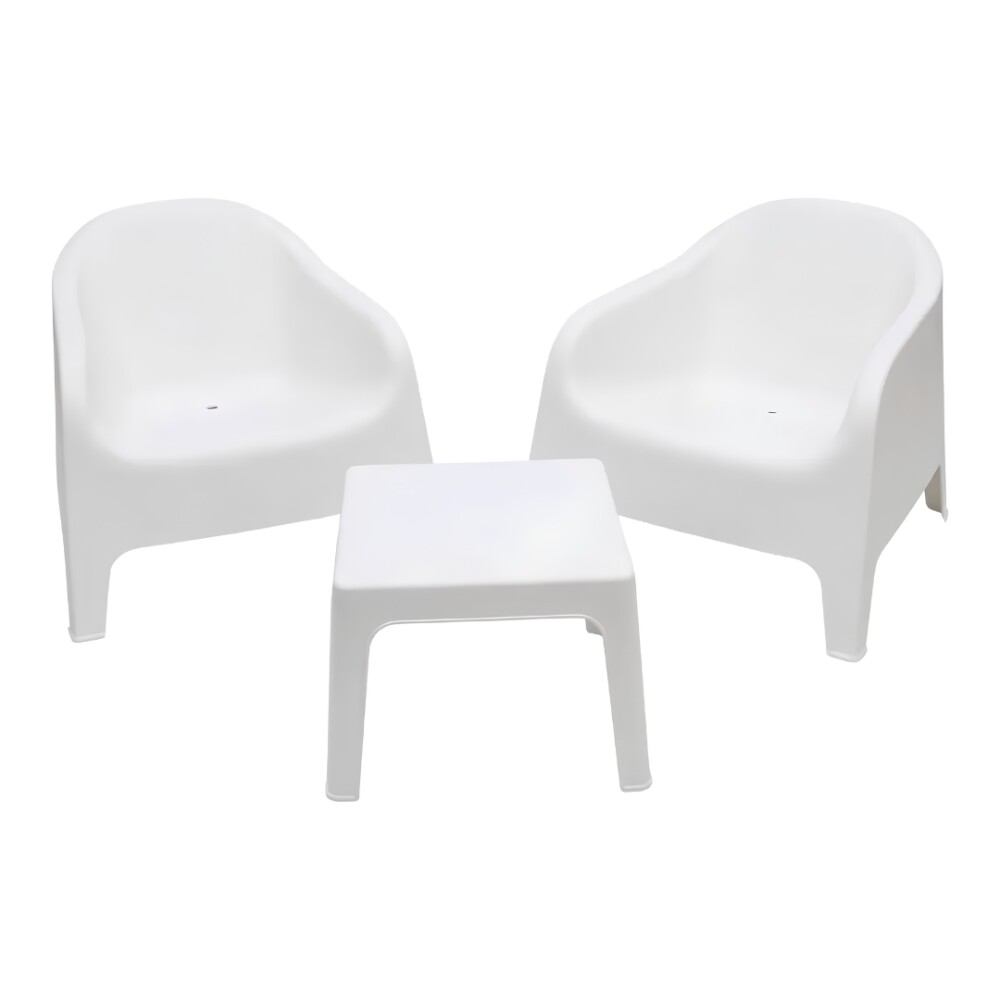 Juego De Jardín Skarpo - 2 Sillas + Mesa Master Apilables Blanco