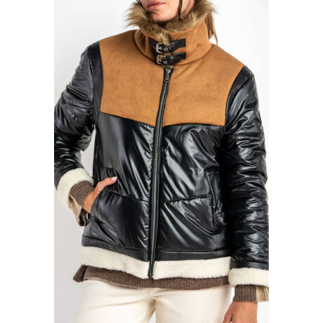 Campera Capitoneada Combinada Negro