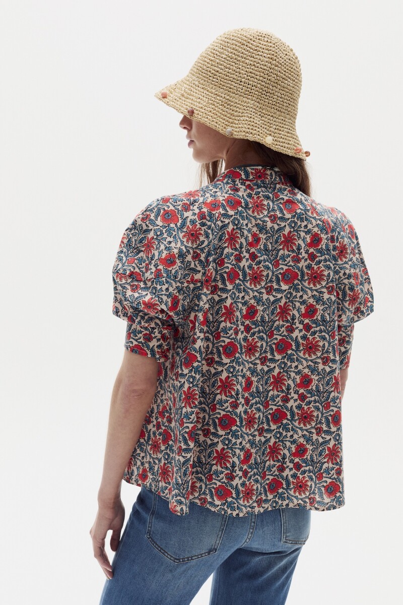 Camisa Cambria en Algodon Red Dahlia