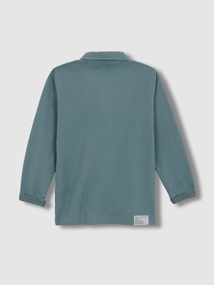 Polo Manga Larga Turquesa Grisaceo