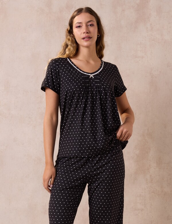 Pijama C/capri NEGRO/BLANCO