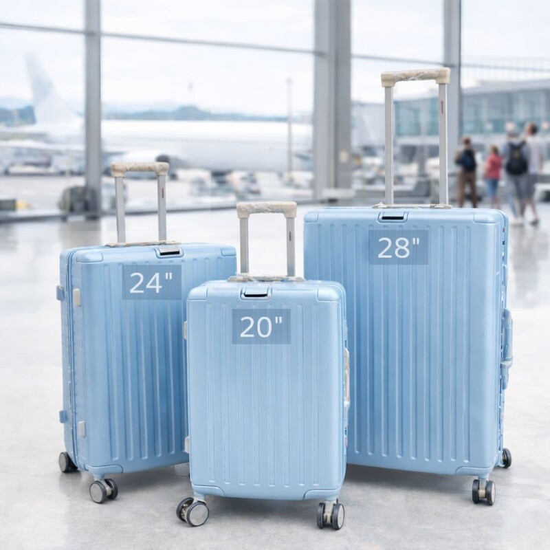 Set de Valijas Rígidas x3 con Ruedas 360° – Equipaje de Viaje Celeste