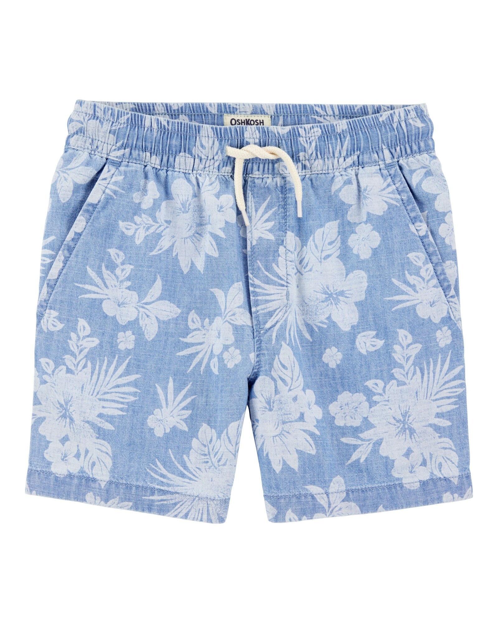 Short de chambray, diseño tropical Sin color