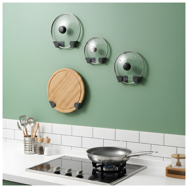 Soporte Organizador Para 2 Tapas de Olla Adhesivo Pared Color Verde