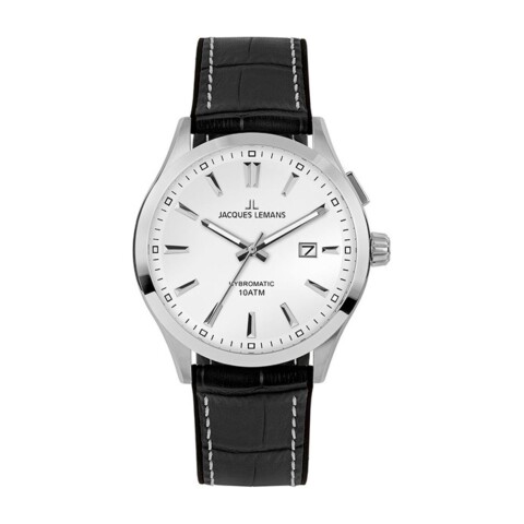 Reloj Jacques Lemans 1-2130B Hybromatic automático con correa de cuero negra Reloj Jacques Lemans 1-2130b Hybromatic Automático Con Correa De Cuero Negra