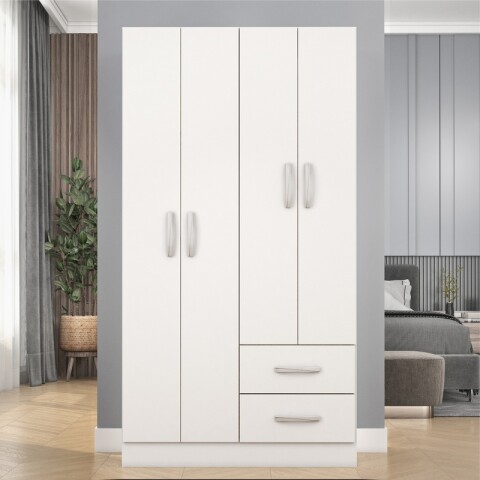 Ropero Armario 4 puertas 2 cajones con estantes y perchero 170 x 90 x 36 cm - Blanco Ropero Armario 4 puertas 2 cajones con estantes y perchero 170 x 90 x 36 cm - Blanco