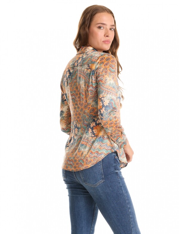 Camisa Saten Printed MULTI/ANARANJADO