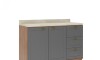 Bajo Mesada 3 Cajones + 2 Puertas (Con Tapa) - Linea Americana Gris