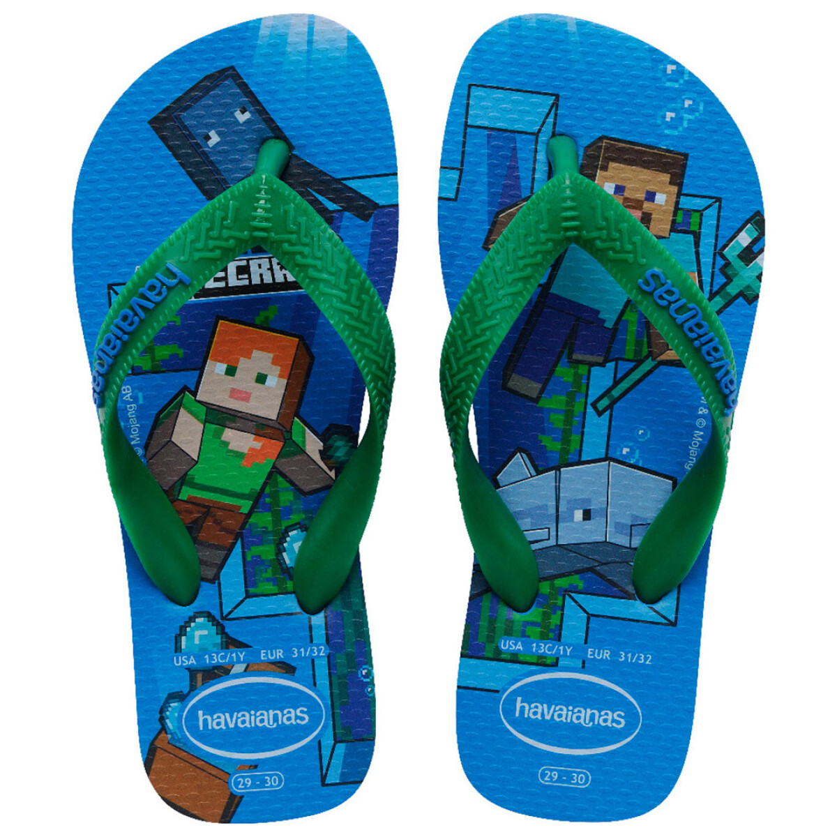 Sandalias de Niño Havaianas Minecraft - Azul - Verde 